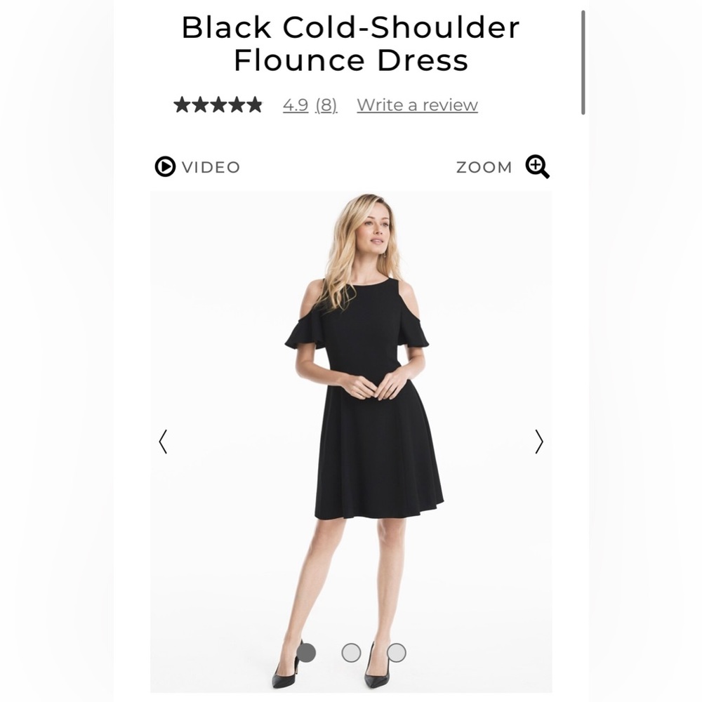 WHBM Black Cold-Shoulder Flounce Dress